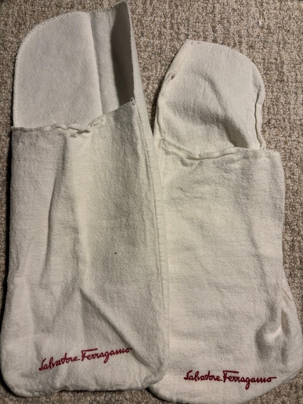 1 Pair of Salvatore Ferragamo Dress Shoe Bags 12" x 6" White